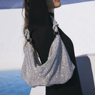 Women Rhinestone Evening Bag Triangle Knotted Clutch - Image 6