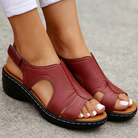 Women Leather Orthopedic Sandals Arch Support Low Heel - Image 3