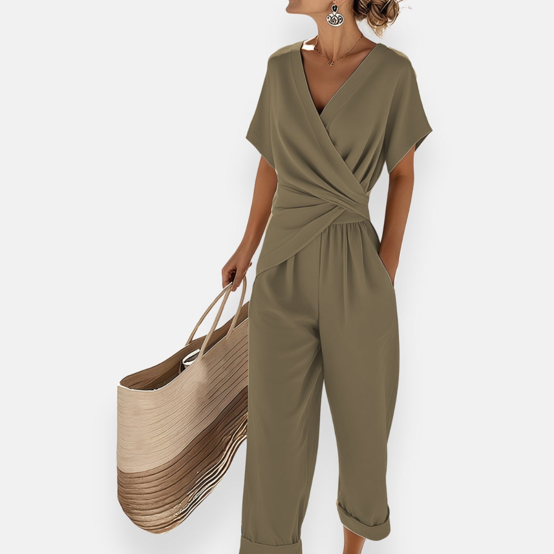 Women's Wrap Wide Leg Jumpsuit Elegant Summer Flowy - Image 5