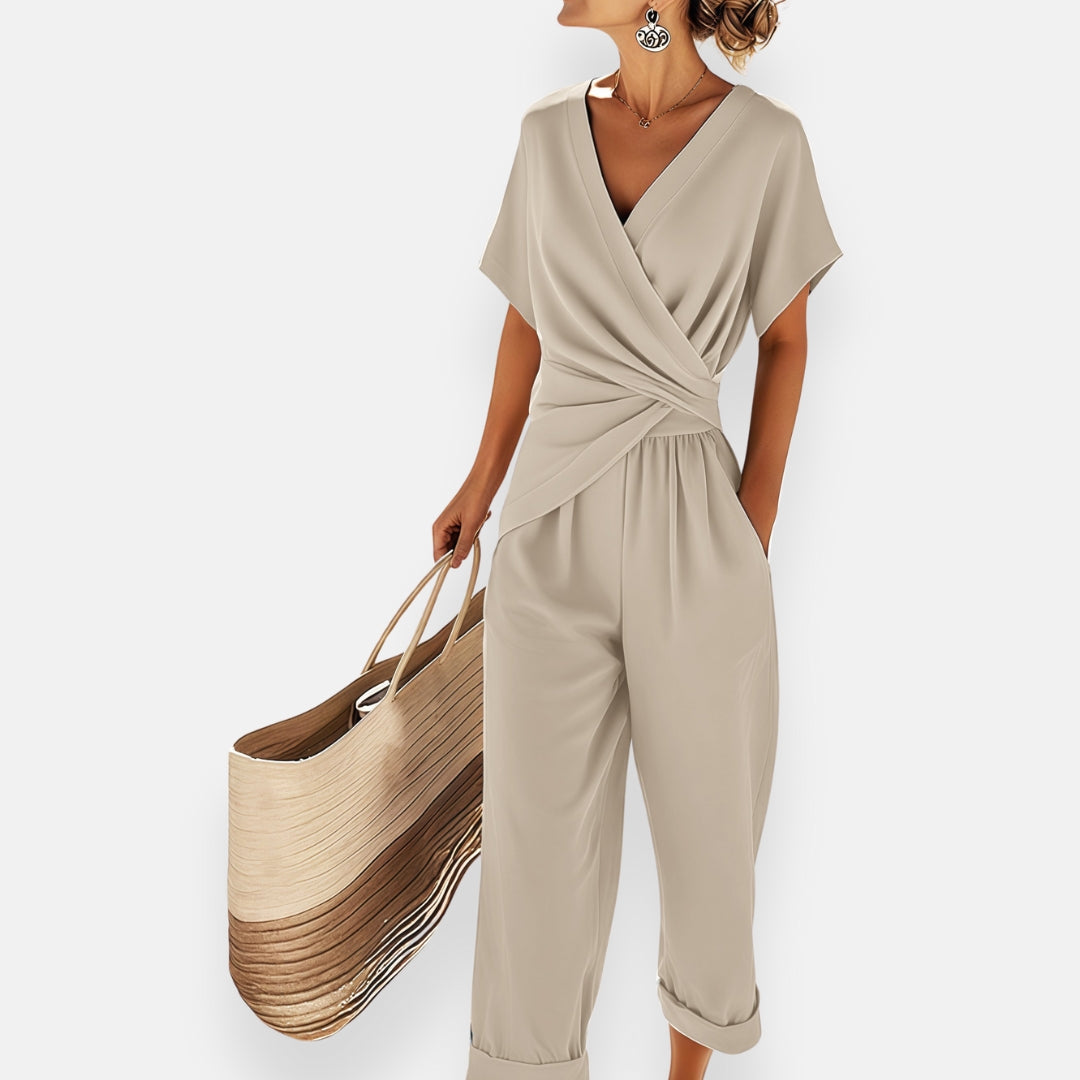 Women's Wrap Wide Leg Jumpsuit Elegant Summer Flowy - Image 6