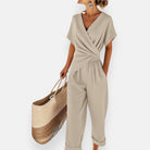 Women's Wrap Wide Leg Jumpsuit Elegant Summer Flowy - Image 6