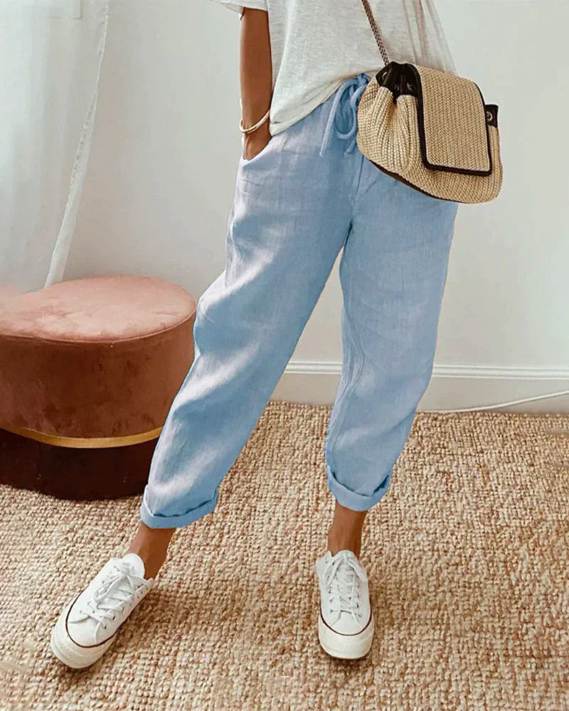 Women's Wide Leg Linen Pants Casual Summer - Image 5
