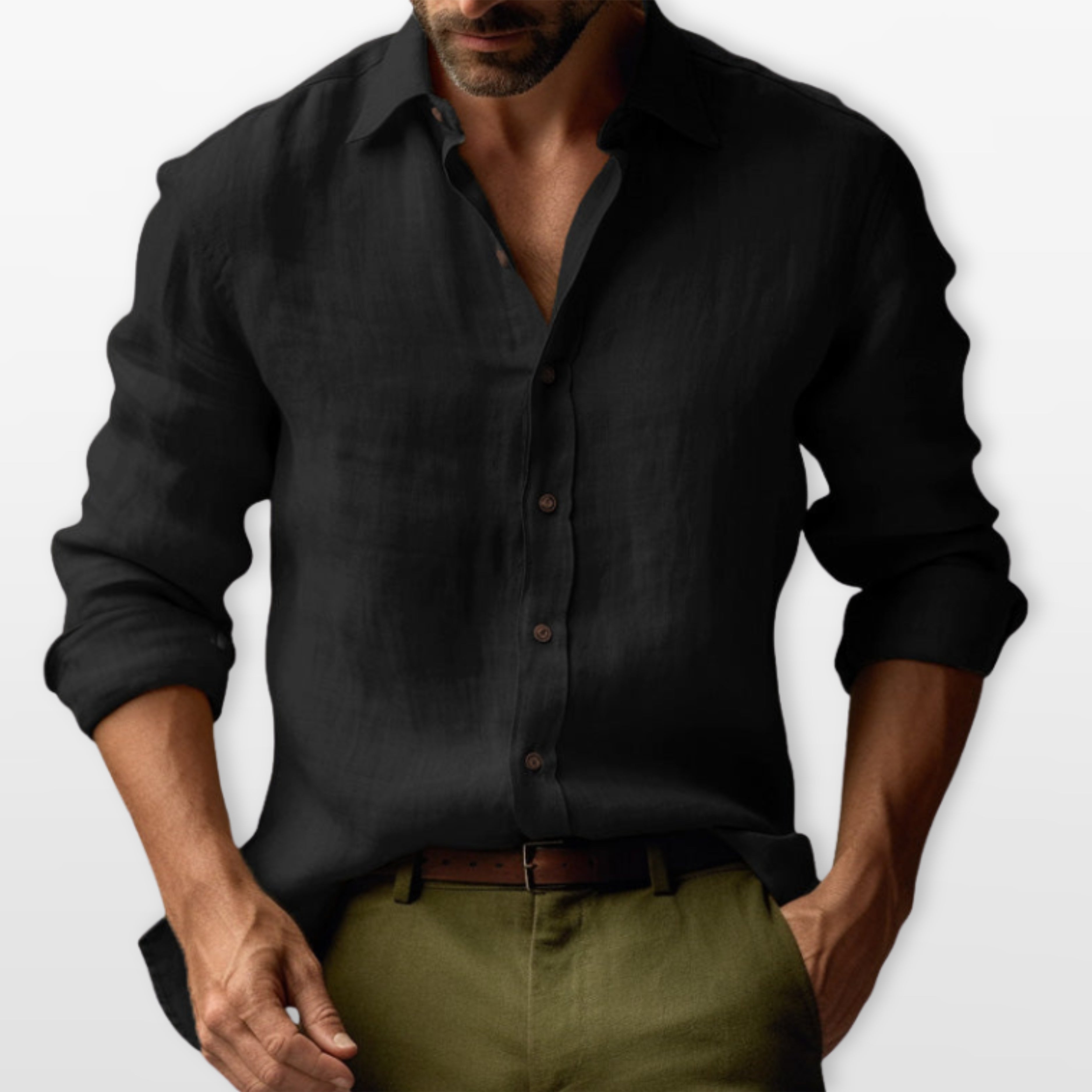 Men's Linen Button-Down Casual Shirt Relaxed Fit - Image 2