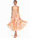 Women Watercolor Print Halter Neck Maxi Dress