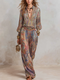 Women Paisley Print Wide Leg Jumpsuit Set