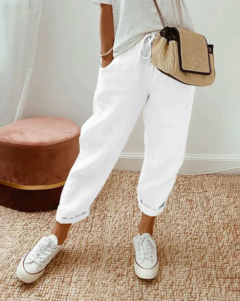 Women's Wide Leg Linen Pants Casual Summer - Image 4