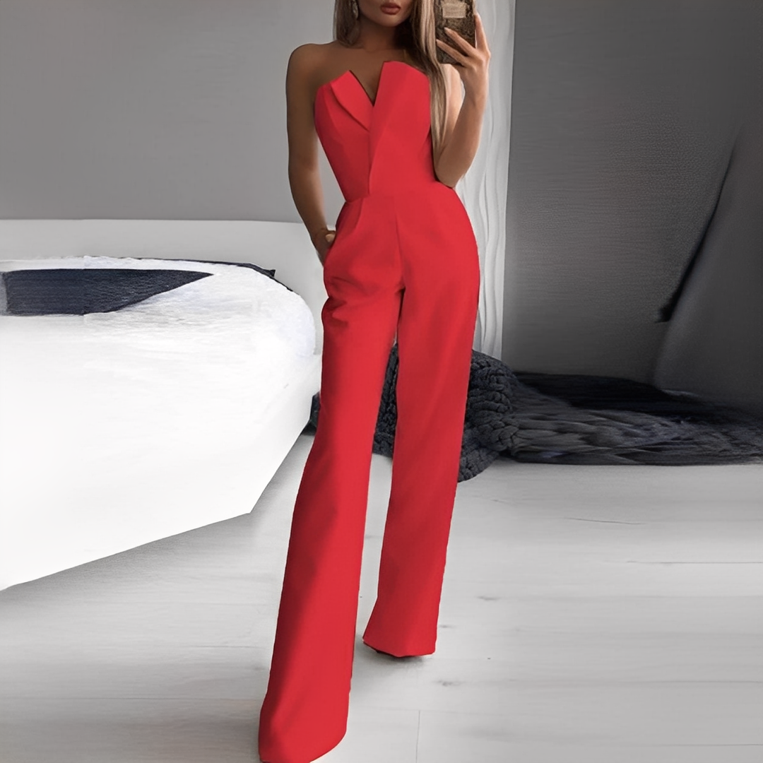 Women Strapless Wide Leg Jumpsuit Formal - Image 2
