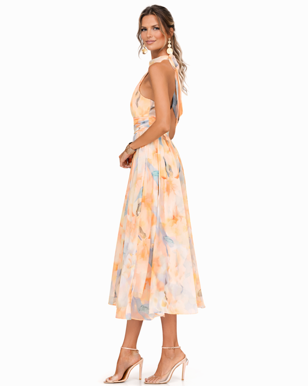 Aurora - Aquarell Druck Halter Neck Kleid - Image 3