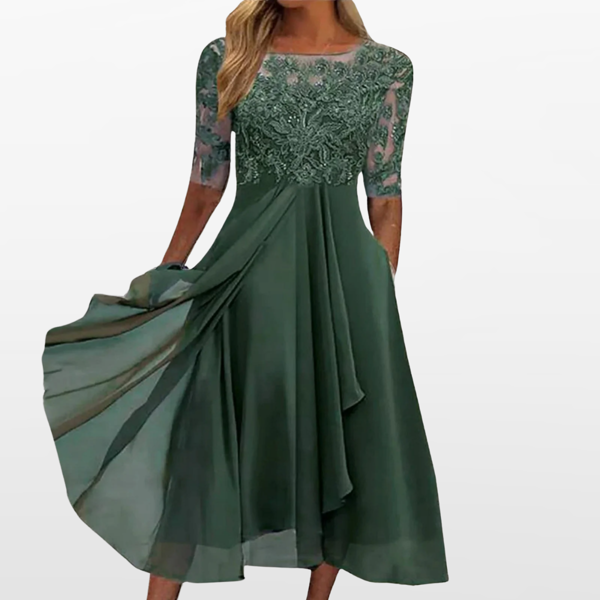 Women's Lace Midi Cocktail Formal Dress - Image 4