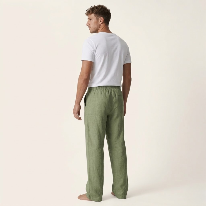 Men's Linen Cotton Drawstring Pants Loose Fit - Image 3