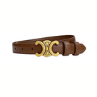 Women's Black Faux Leather Belt Gold Buckle Slim - Image 8