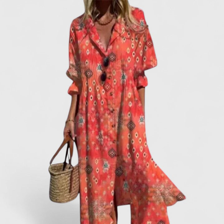 Women Elegant Boho Maxi Dress Flowy Chic - Image 6