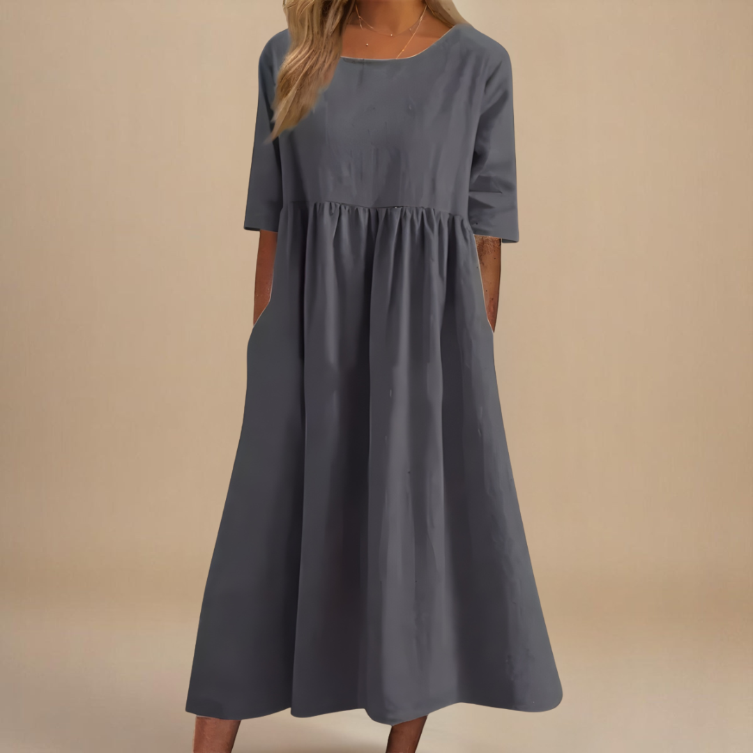 Women Relaxed Fit Midi Dress Pockets Casual Summer - Image 6