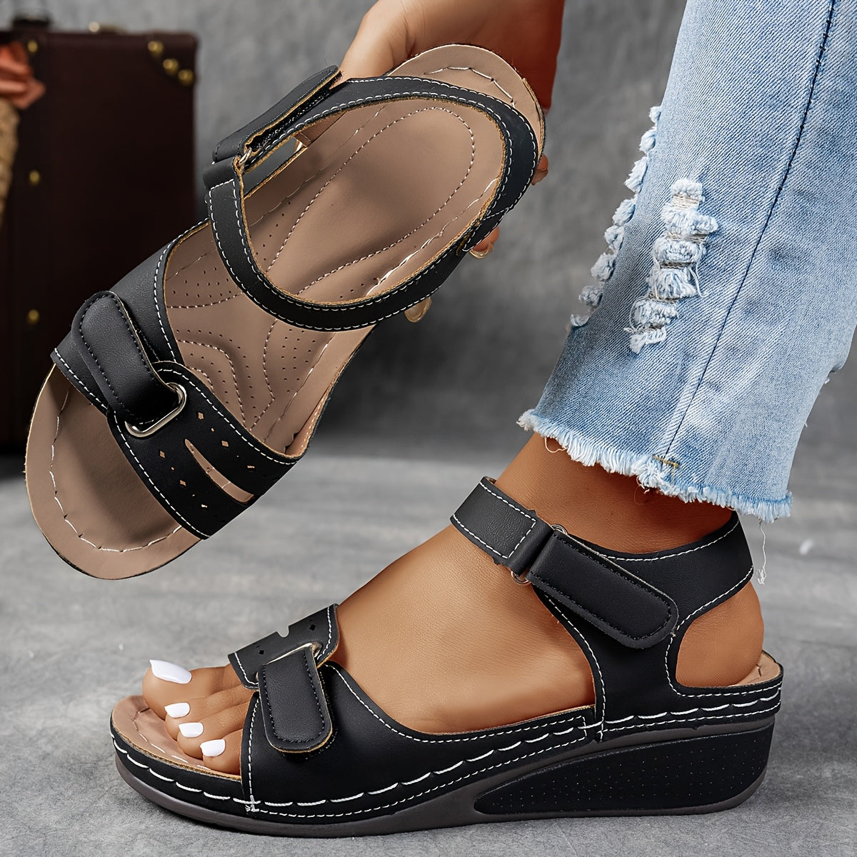 Giorgia | Women’s Wedge Open-toe Orthopedic Sandals - Image 2