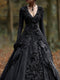 Romantic-Gothic Floral Rose Ball Gown Maxi Dress