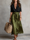 Women Satin Midi Boho Skirt Set Two Piece