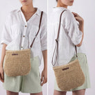 Women Straw Shoulder Bag Vegan Leather Strap - Image 3