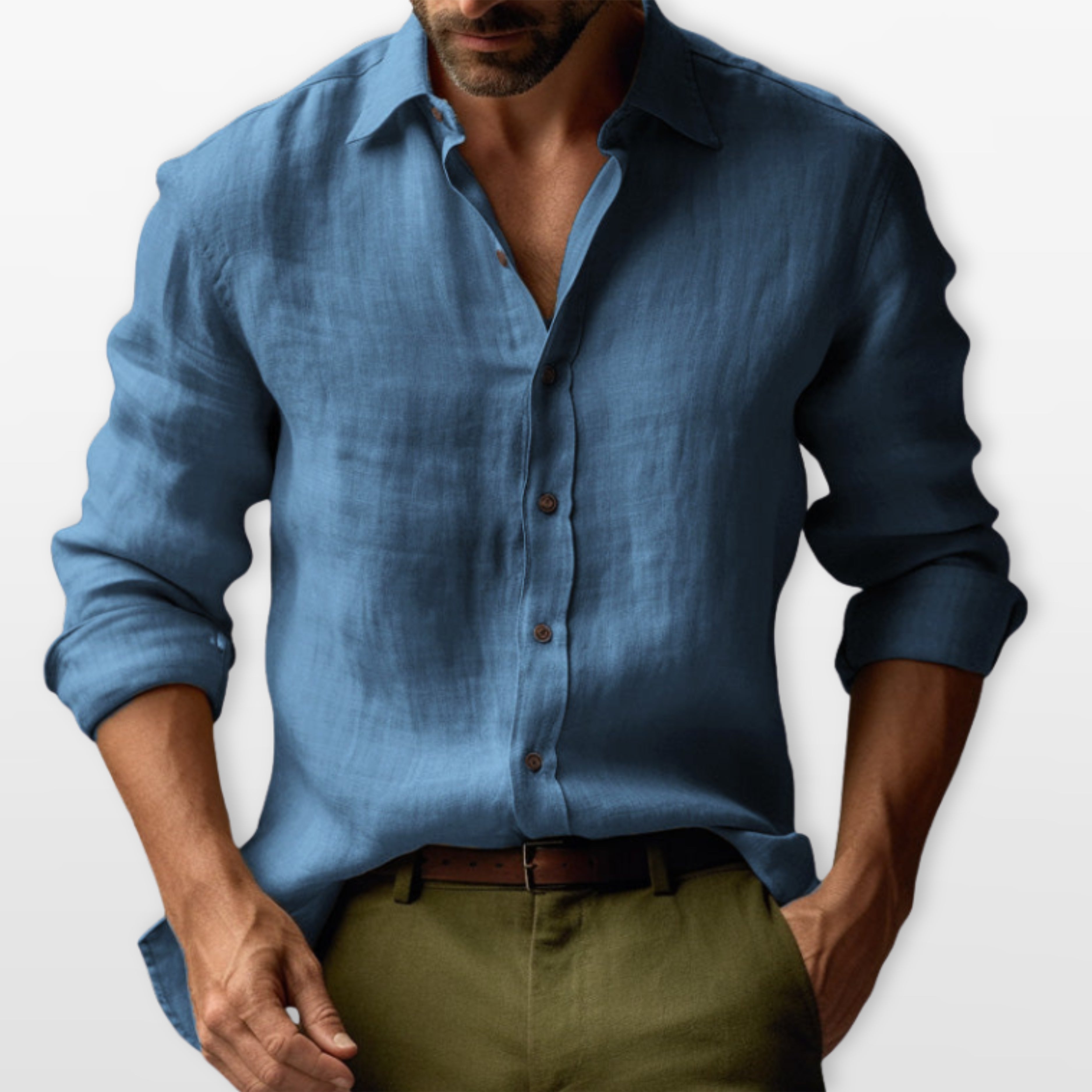 Men's Linen Button-Down Casual Shirt Relaxed Fit - Image 4