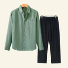 Men's Two Piece Linen Shirt Pants Set - Image 4