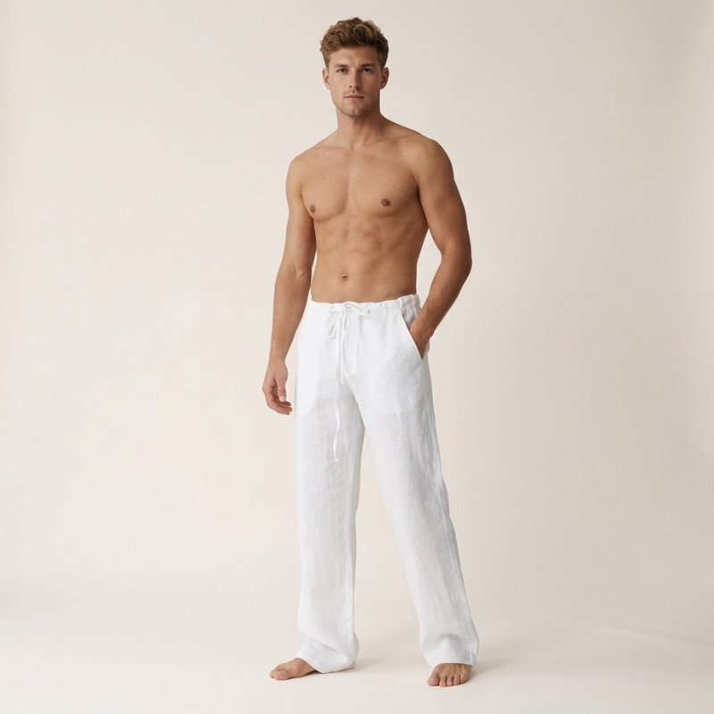 Men's Linen Cotton Drawstring Pants Loose Fit - Image 5