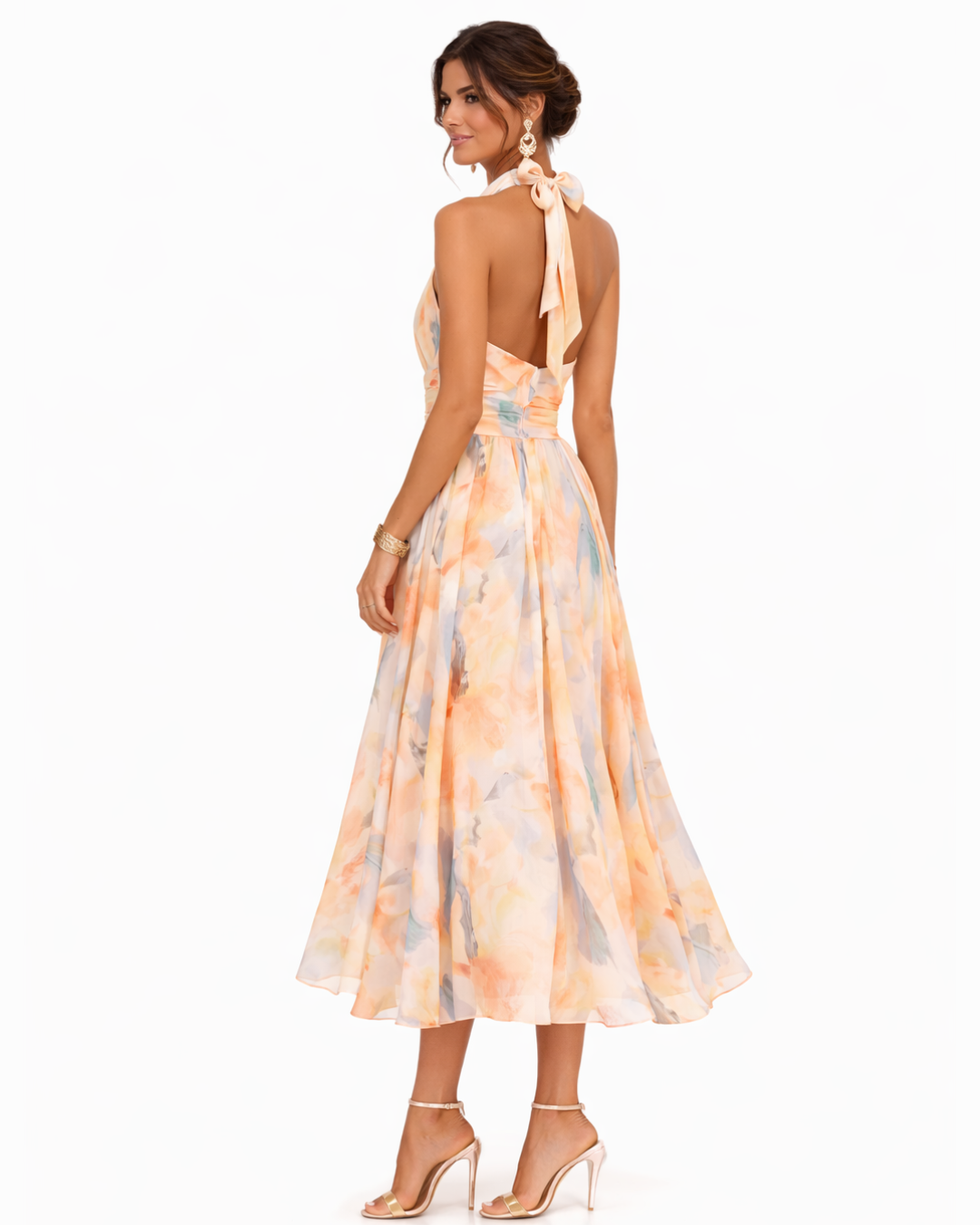 Aurora - Aquarell Druck Halter Neck Kleid - Image 4