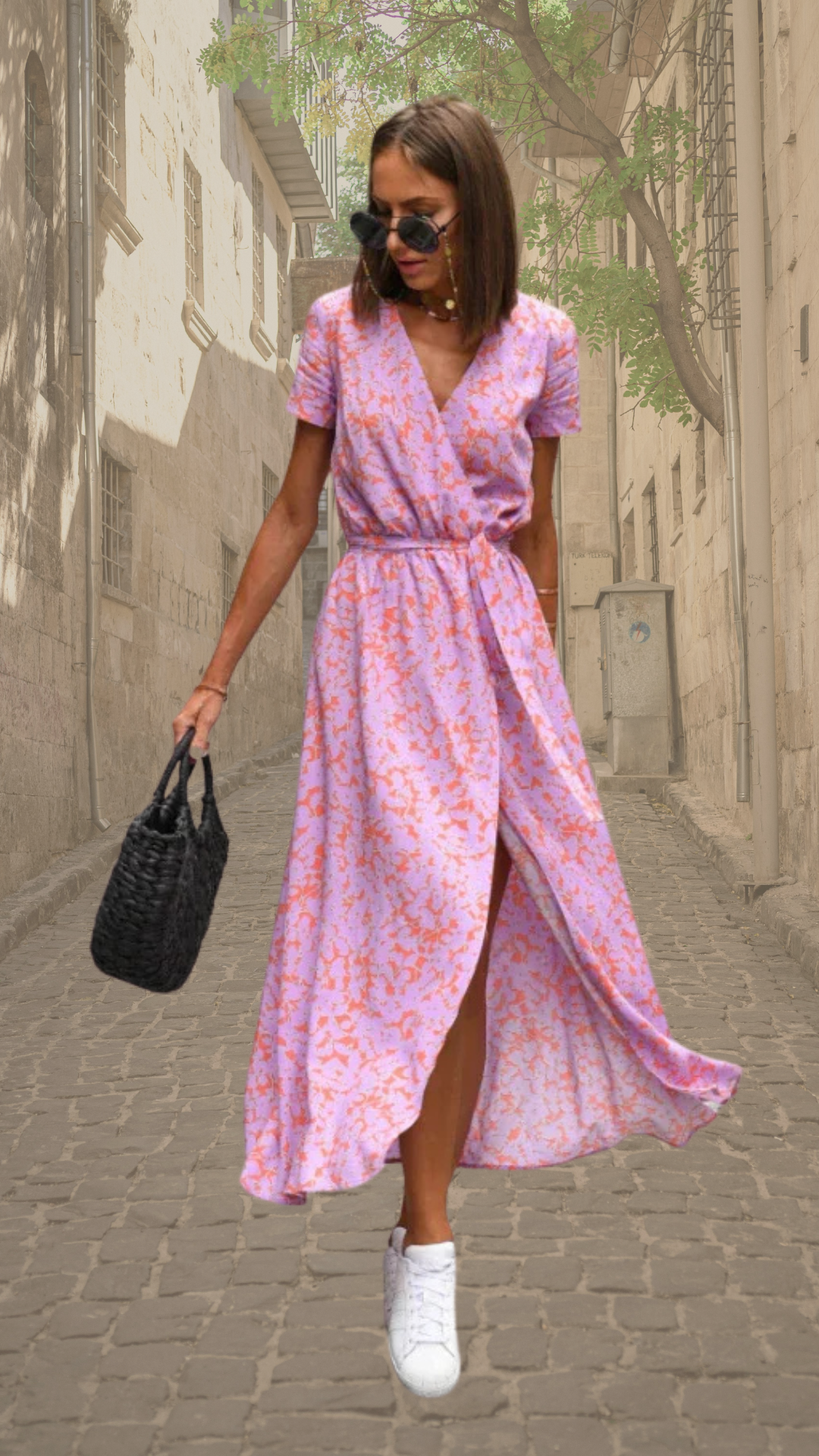 Women Floral Wrap Maxi Dress Summer Garden Party - Image 7