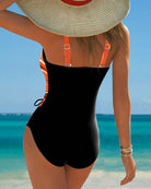 Women Lace Up Color Block One Piece Swimsuit - Image 6