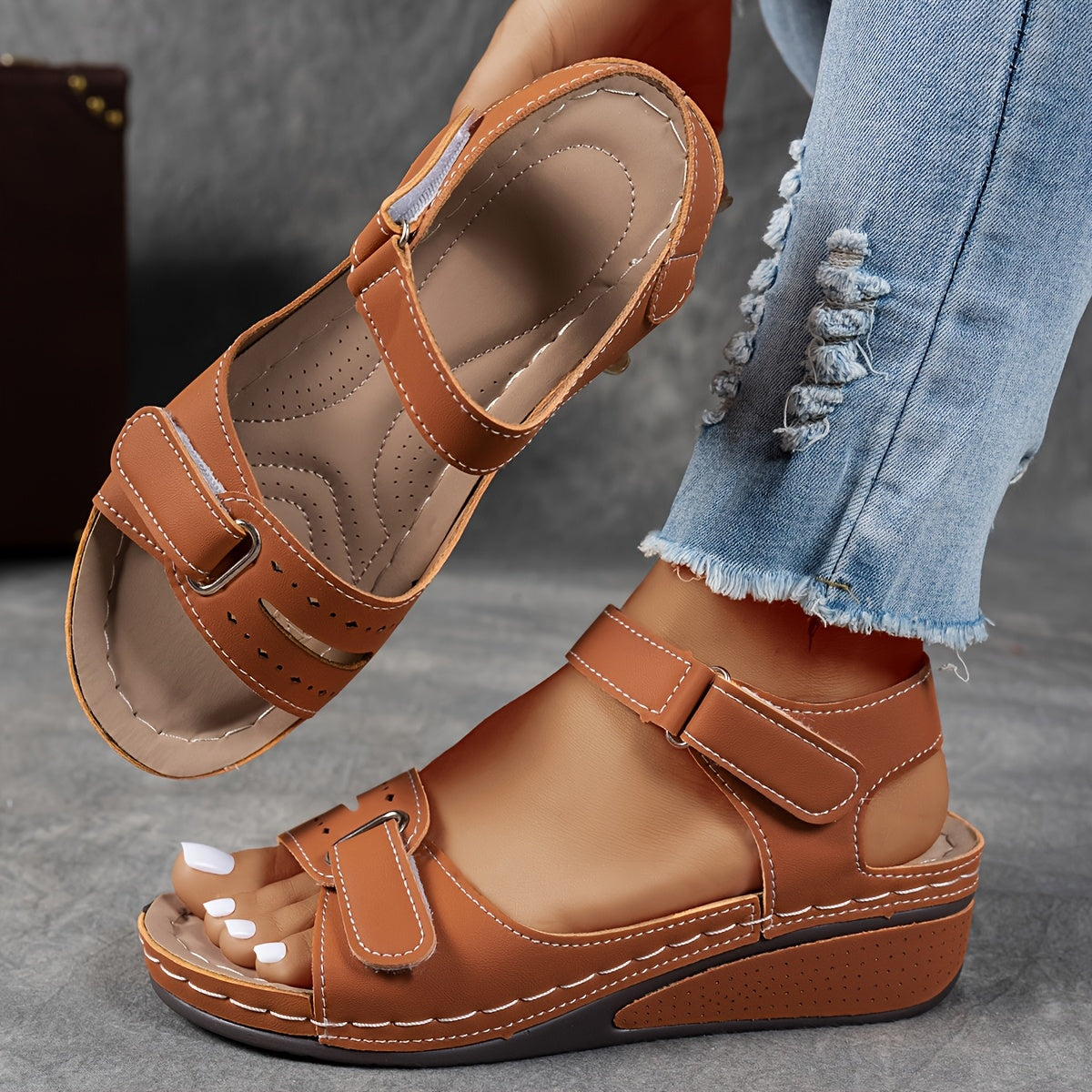 Giorgia | Women’s Wedge Open-toe Orthopedic Sandals - Image 3
