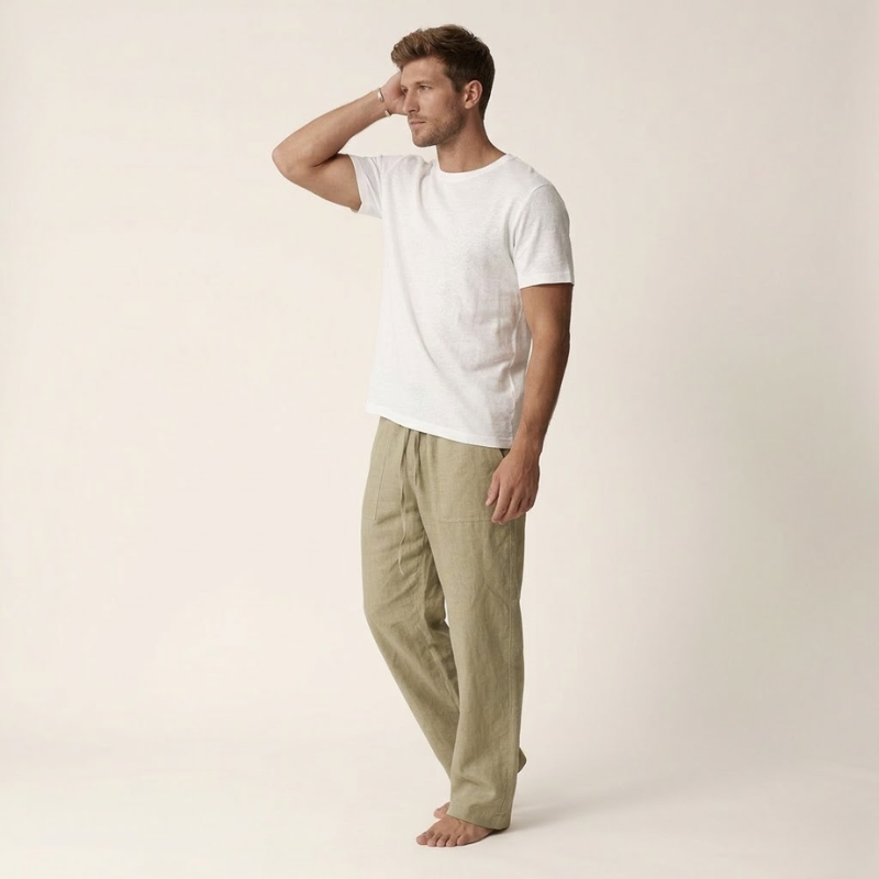 Men's Linen Cotton Drawstring Pants Loose Fit - Image 6