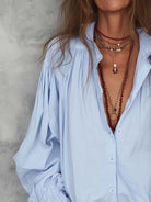 Women Cotton Long Sleeve Ruffle Cuff Blouse - Image 5