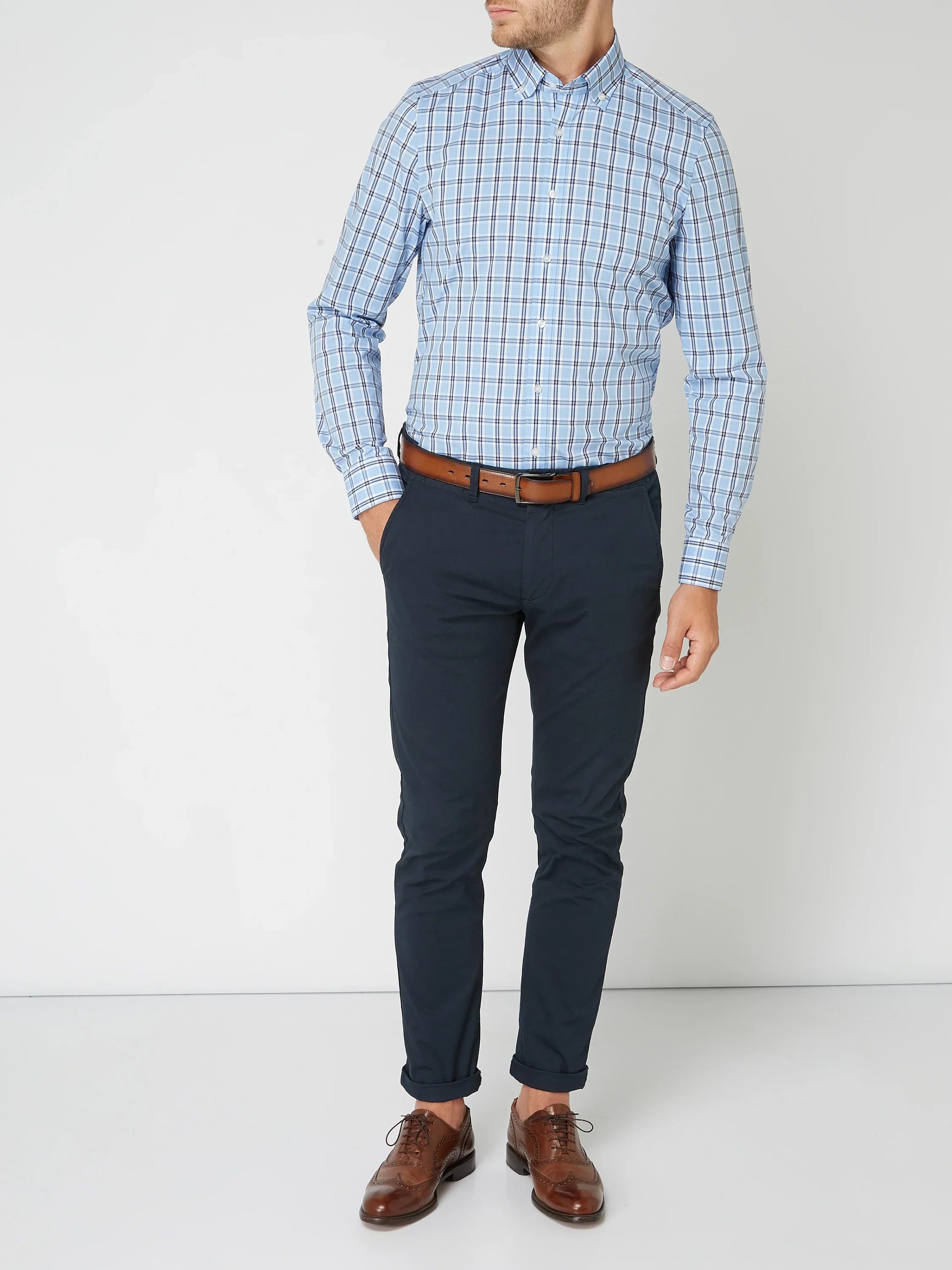Men's Plaid 100% Cotton Button-Down Shirt - Image 10
