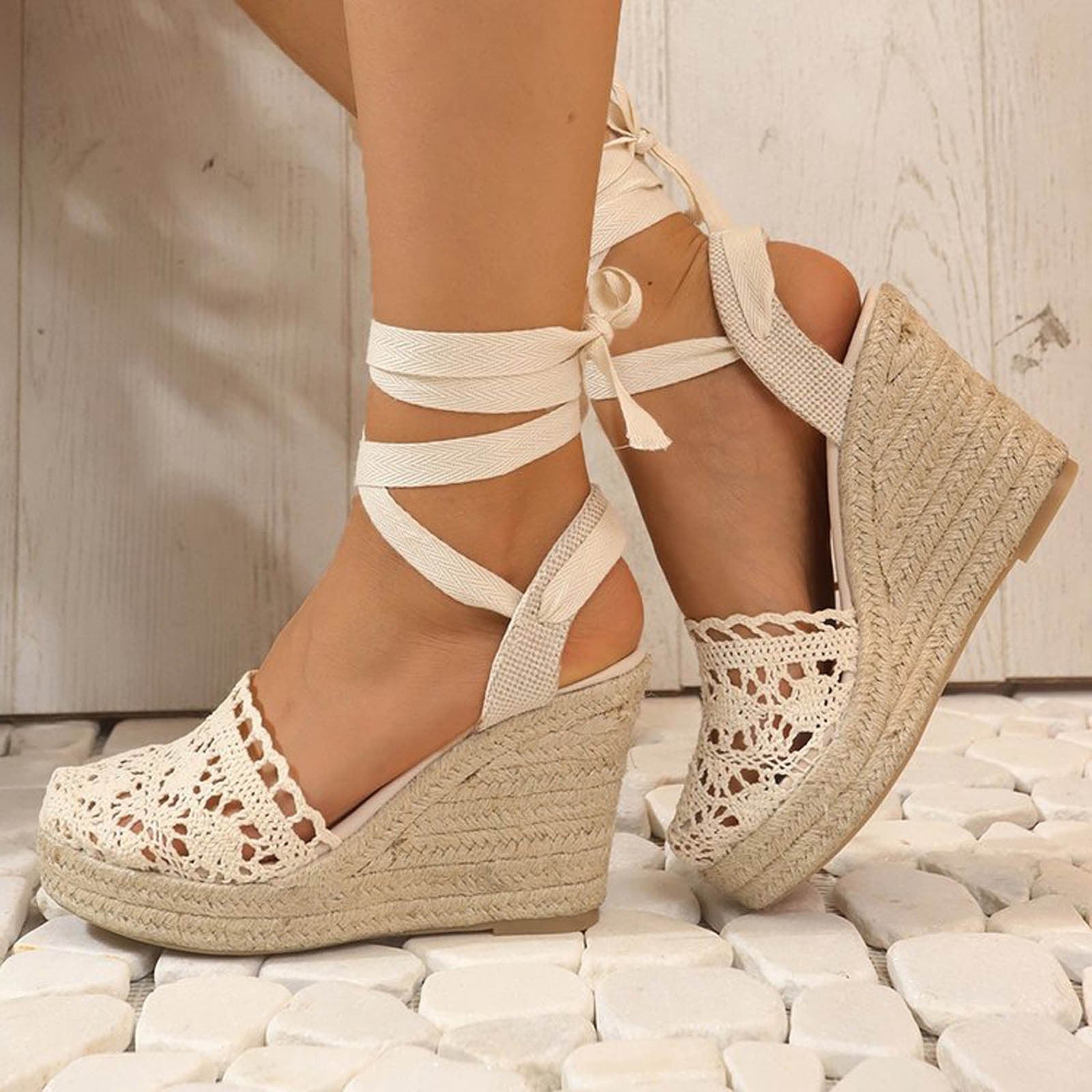 Women's Crochet Wedge Sandals Espadrille