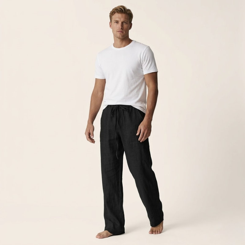 Men's Linen Cotton Drawstring Pants Loose Fit - Image 7