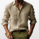 Men's Linen Button-Down Casual Shirt Relaxed Fit - Image 9