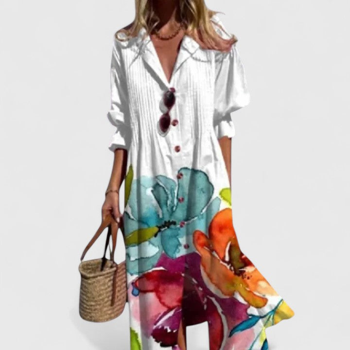 Women Elegant Boho Maxi Dress Flowy Chic - Image 2