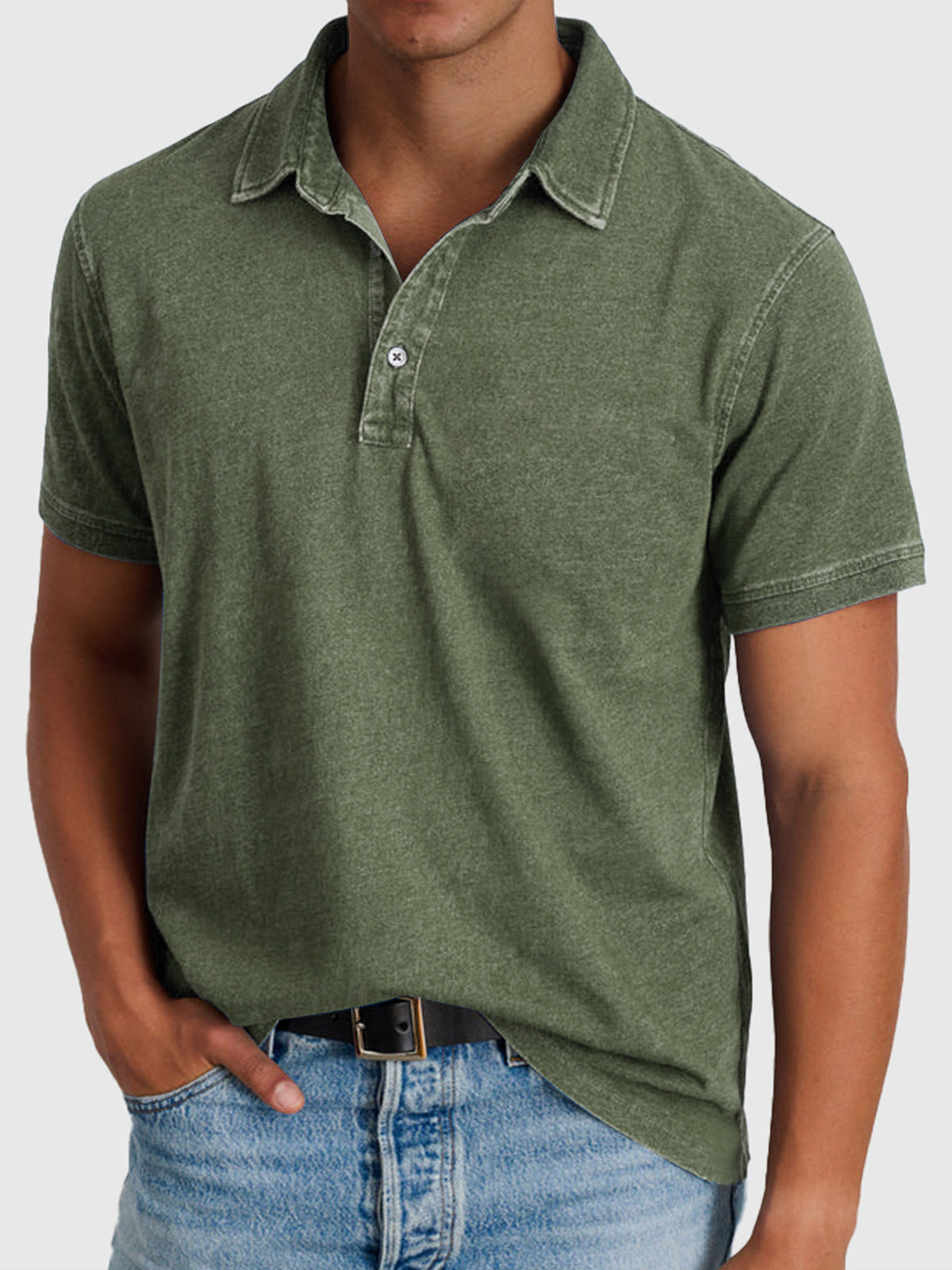 Martin | Men’s Cotton-Denim Short Sleeve Polo - Image 7