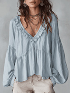 Women Ruffle Boho Blouse Long Sleeve Vintage Inspired White - Image 4