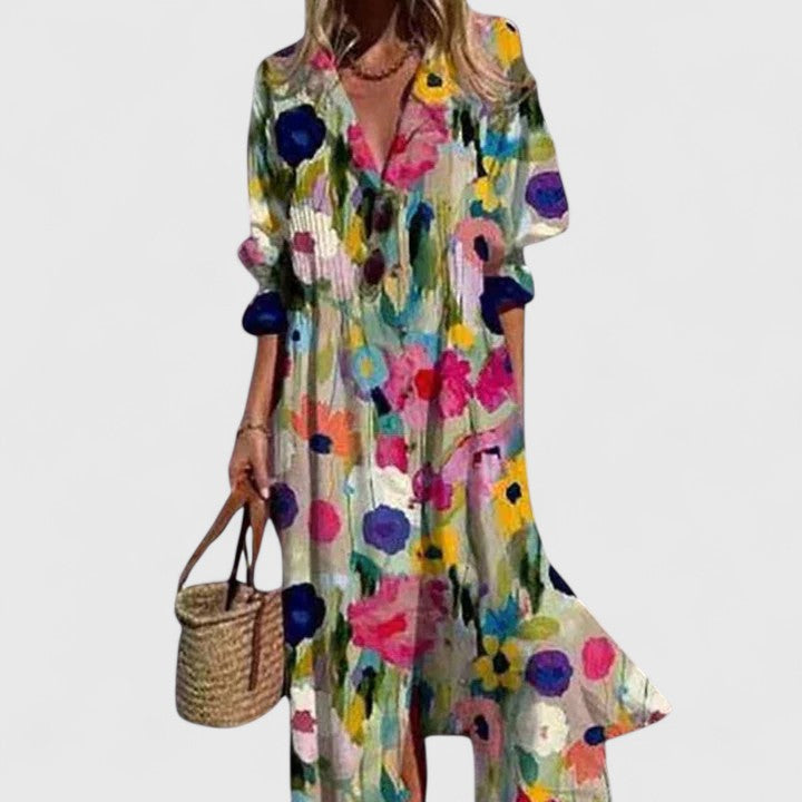Women Elegant Boho Maxi Dress Flowy Chic - Image 3