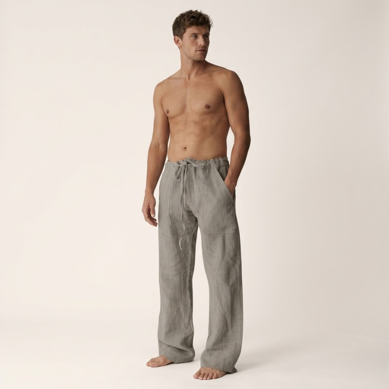 Men's Linen Cotton Drawstring Pants Loose Fit - Image 8