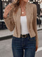 Women Faux Suede Double-Breasted Open Front Blazer