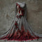 Women's Skeleton Corset Rose Appliqué Maxi Party Dress