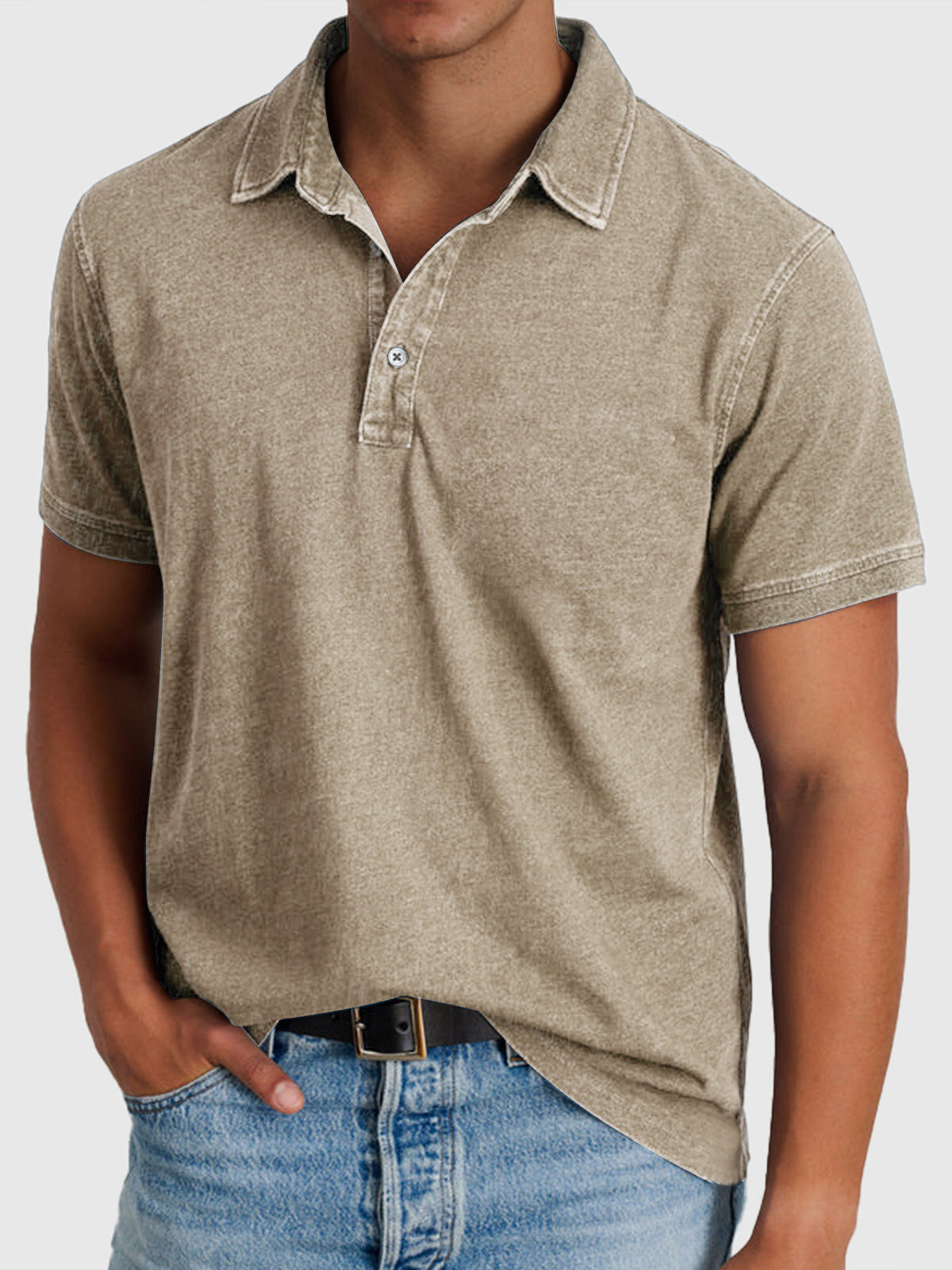 Martin | Men’s Cotton-Denim Short Sleeve Polo - Image 6