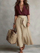 Women Satin Midi Boho Skirt Set Two Piece - Image 7