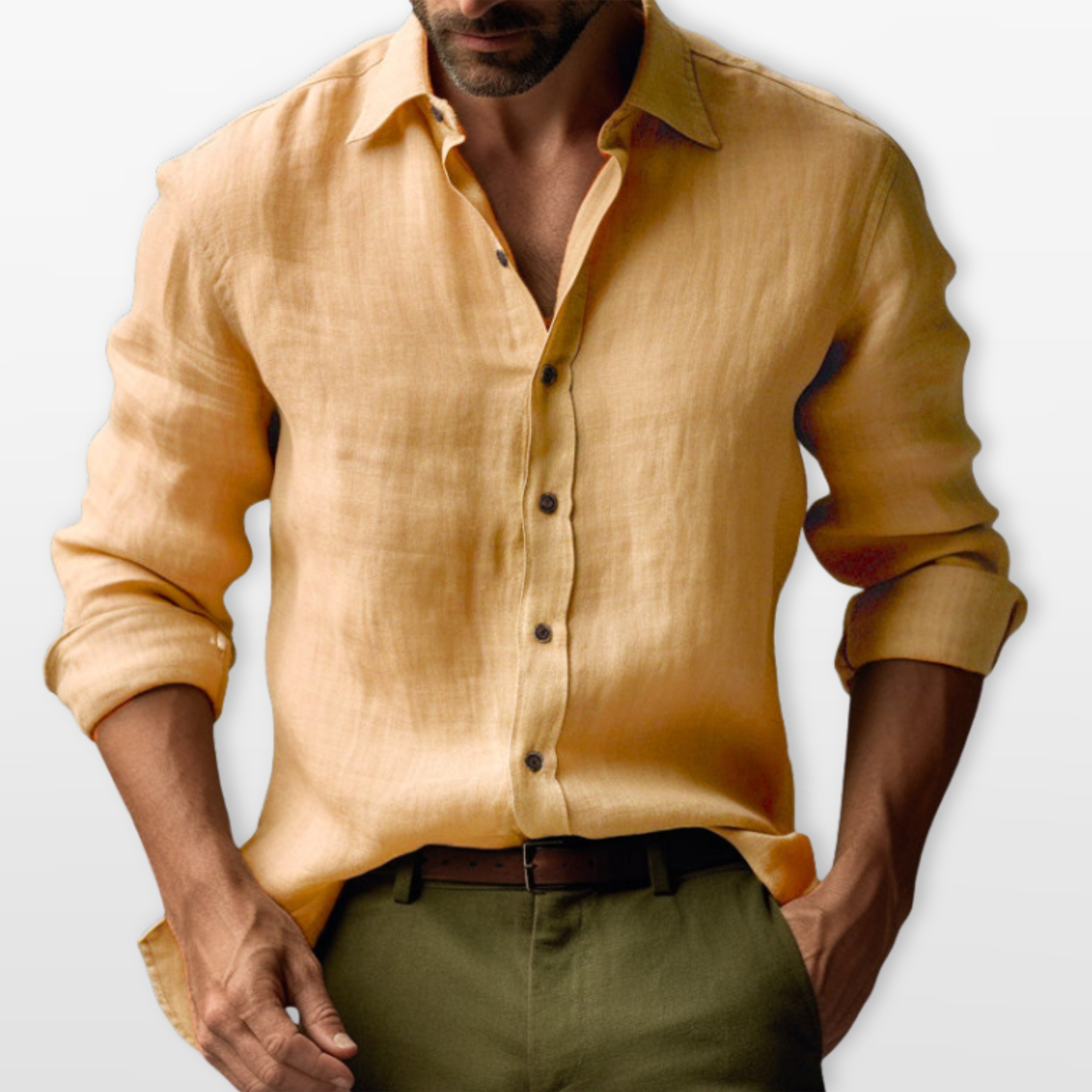 Men's Linen Button-Down Casual Shirt Relaxed Fit - Image 7