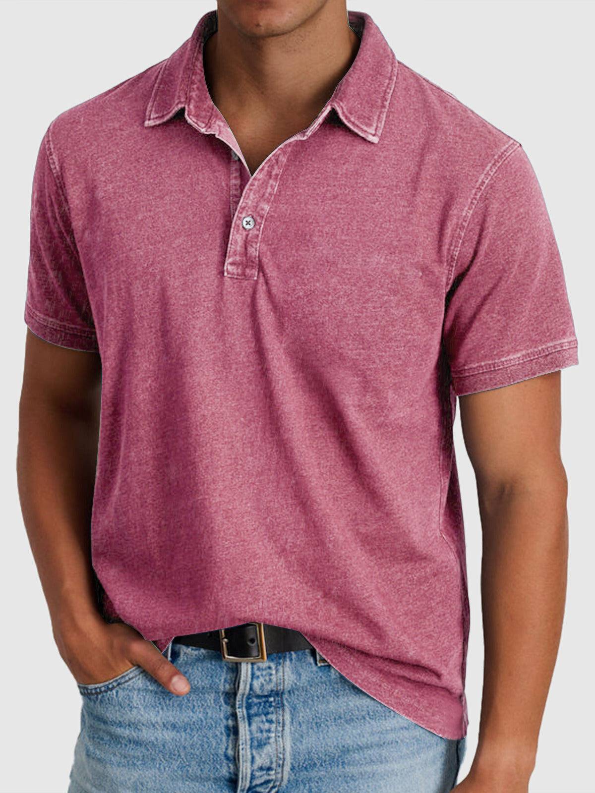 Martin | Men’s Cotton-Denim Short Sleeve Polo - Image 10
