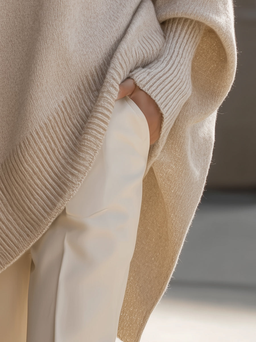 Women Wool Blend Oversized Drop Shoulder Pullover Sweater - Image 5