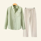 Men's Two Piece Linen Shirt Pants Set - Image 6
