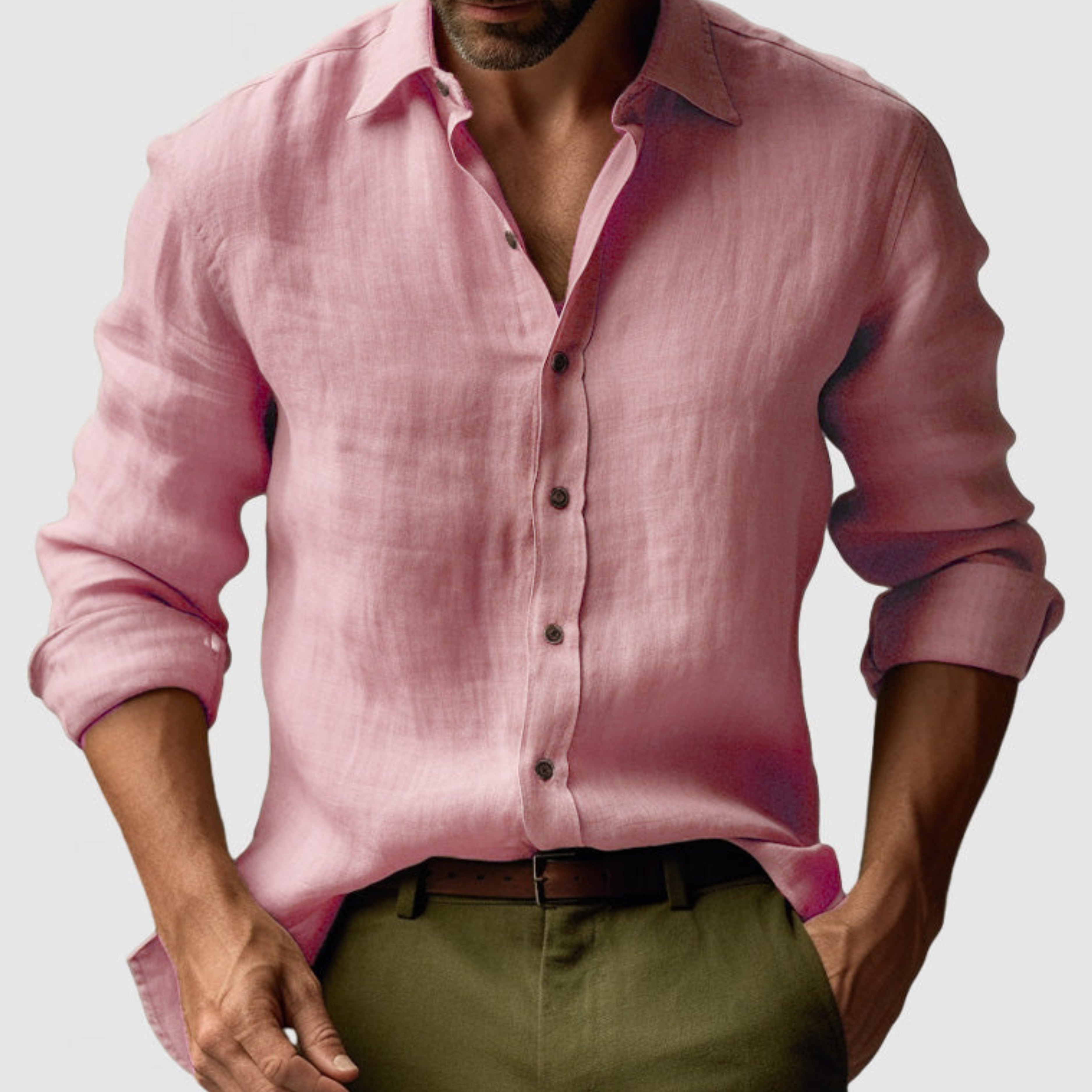 Men's Linen Button-Down Casual Shirt Relaxed Fit - Image 8