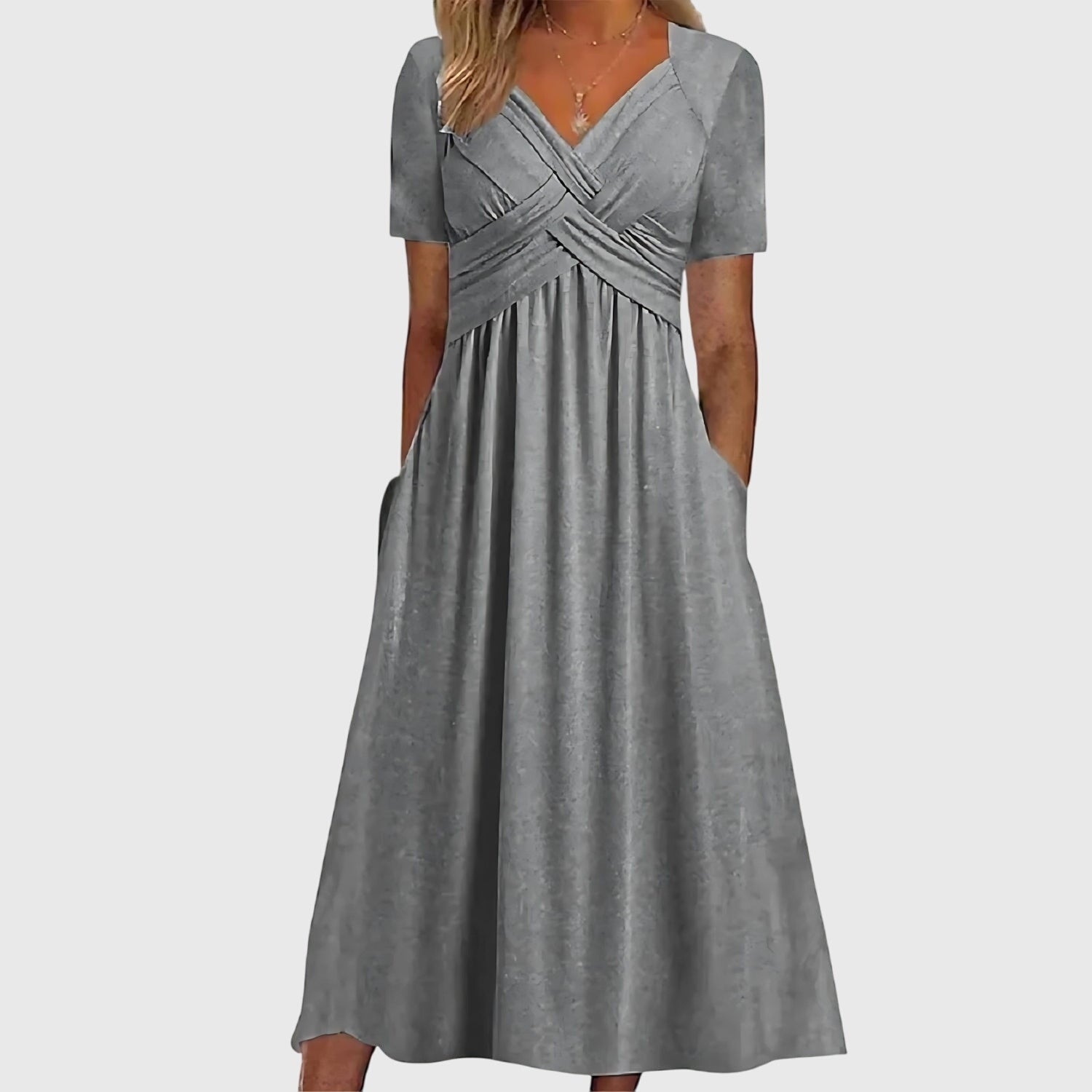 Women Midi Dress Tummy Control A-Line Flattering - Image 2