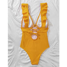 Women Boho One Piece Swimsuit Sexy Ruched Low Back - Image 10
